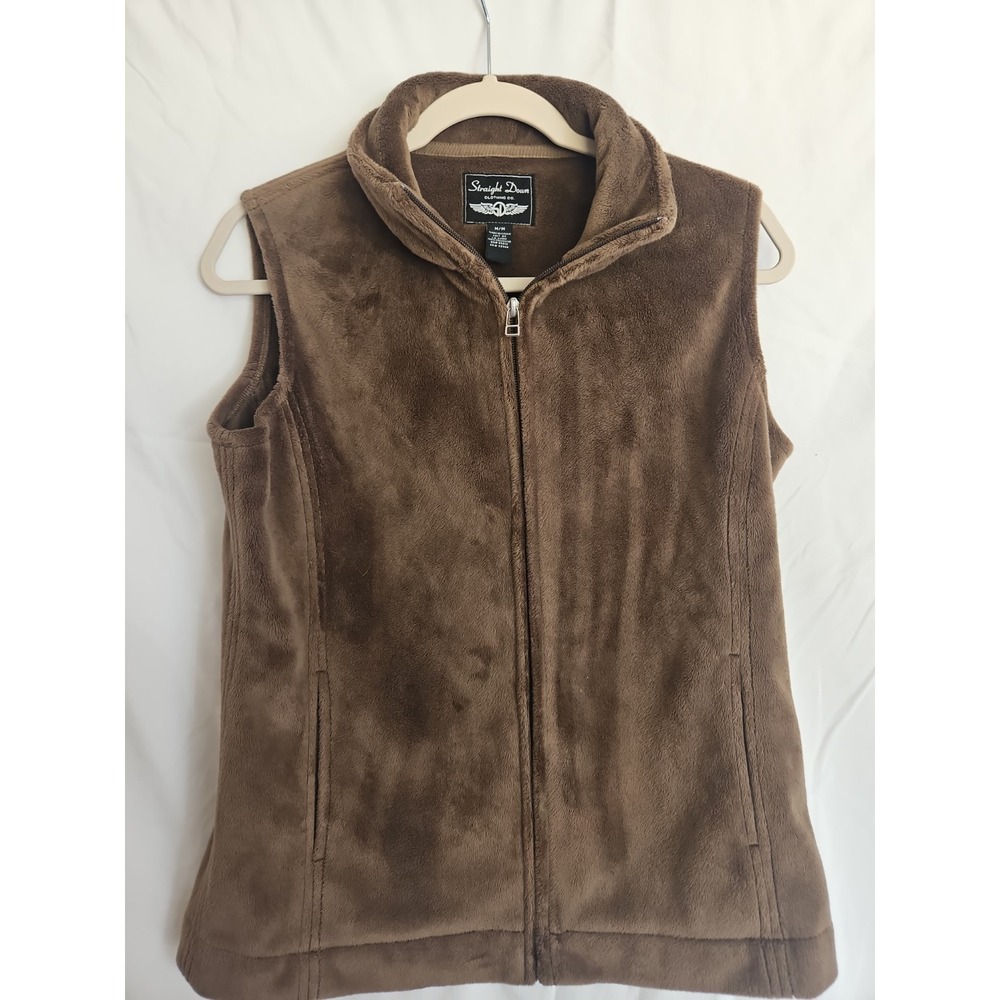Straight Down Clothing Co Womens M Brown Plush Fleece Full Zip Vest